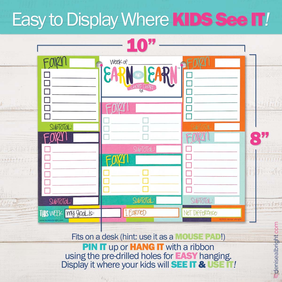 Earn & Learn® Kids Money Management Chore Chart Pad