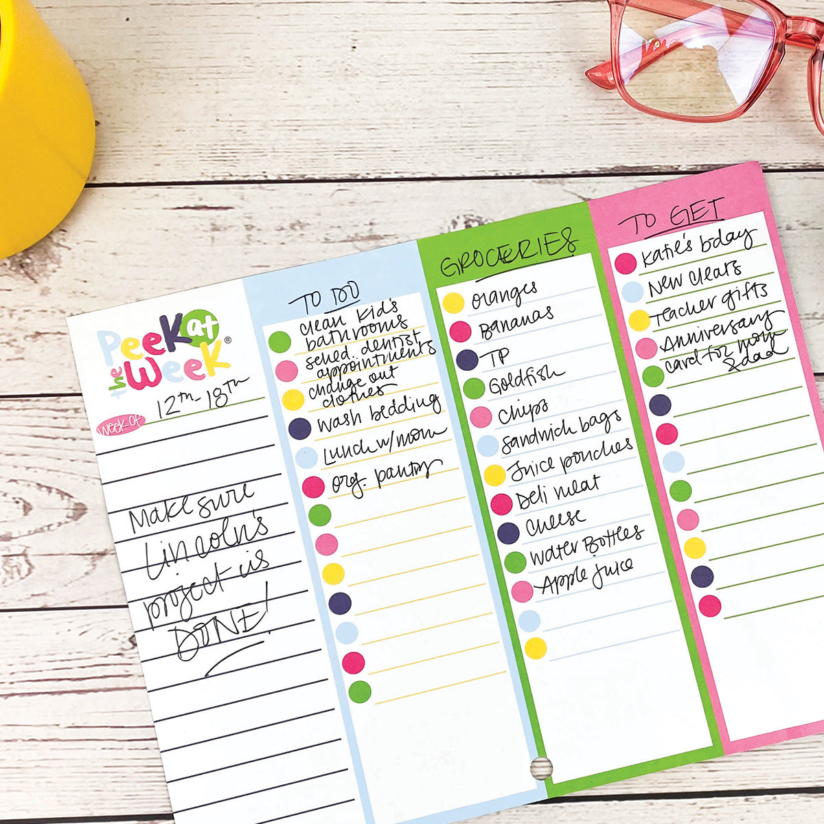 Peek at the Week® Weekly Planner Pad | Simple Cheery Week