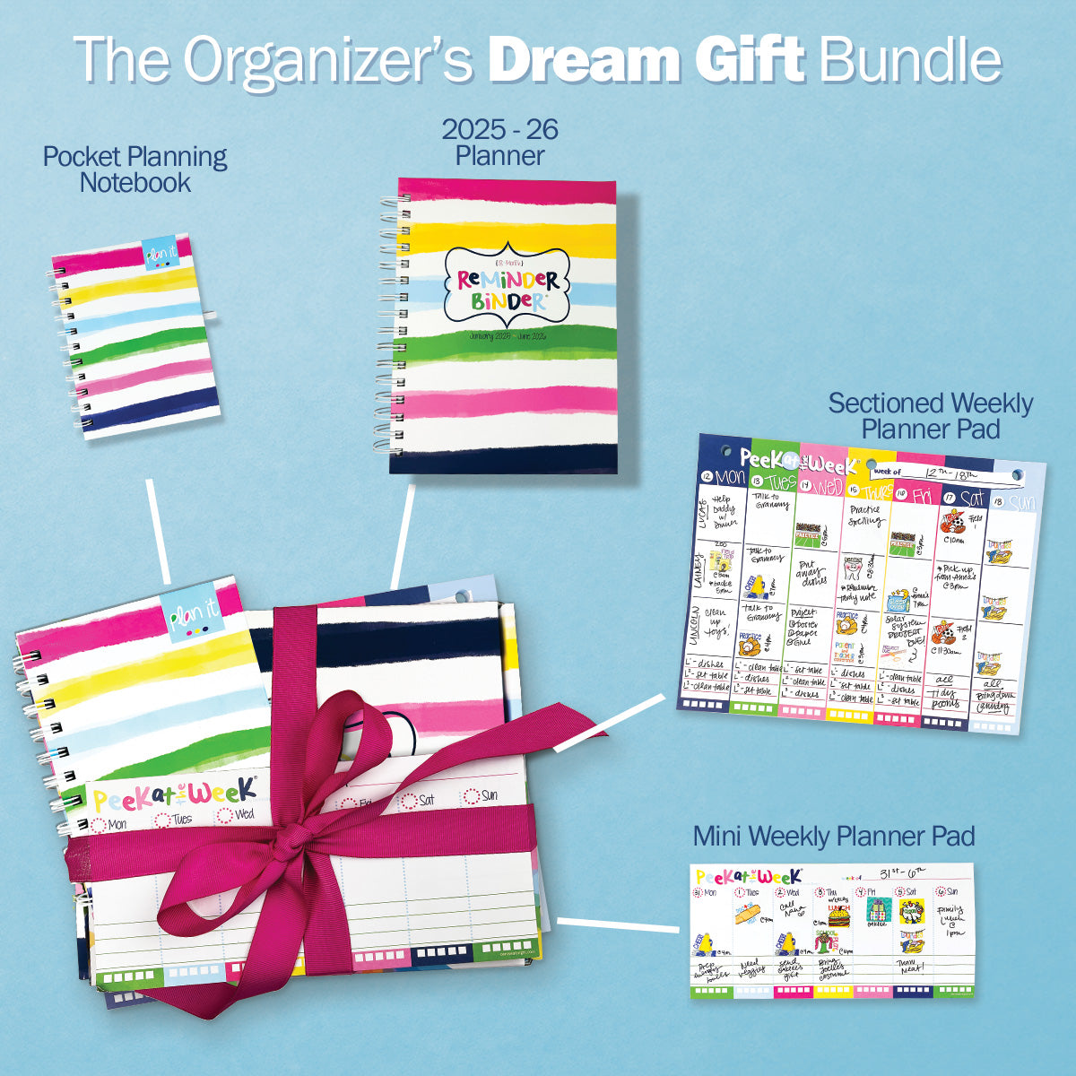 NEW! Dream Gift Planner Bundle | 2025-26 Reminder Binder® Planner | [2] Planner Pads & Pocket Notebook