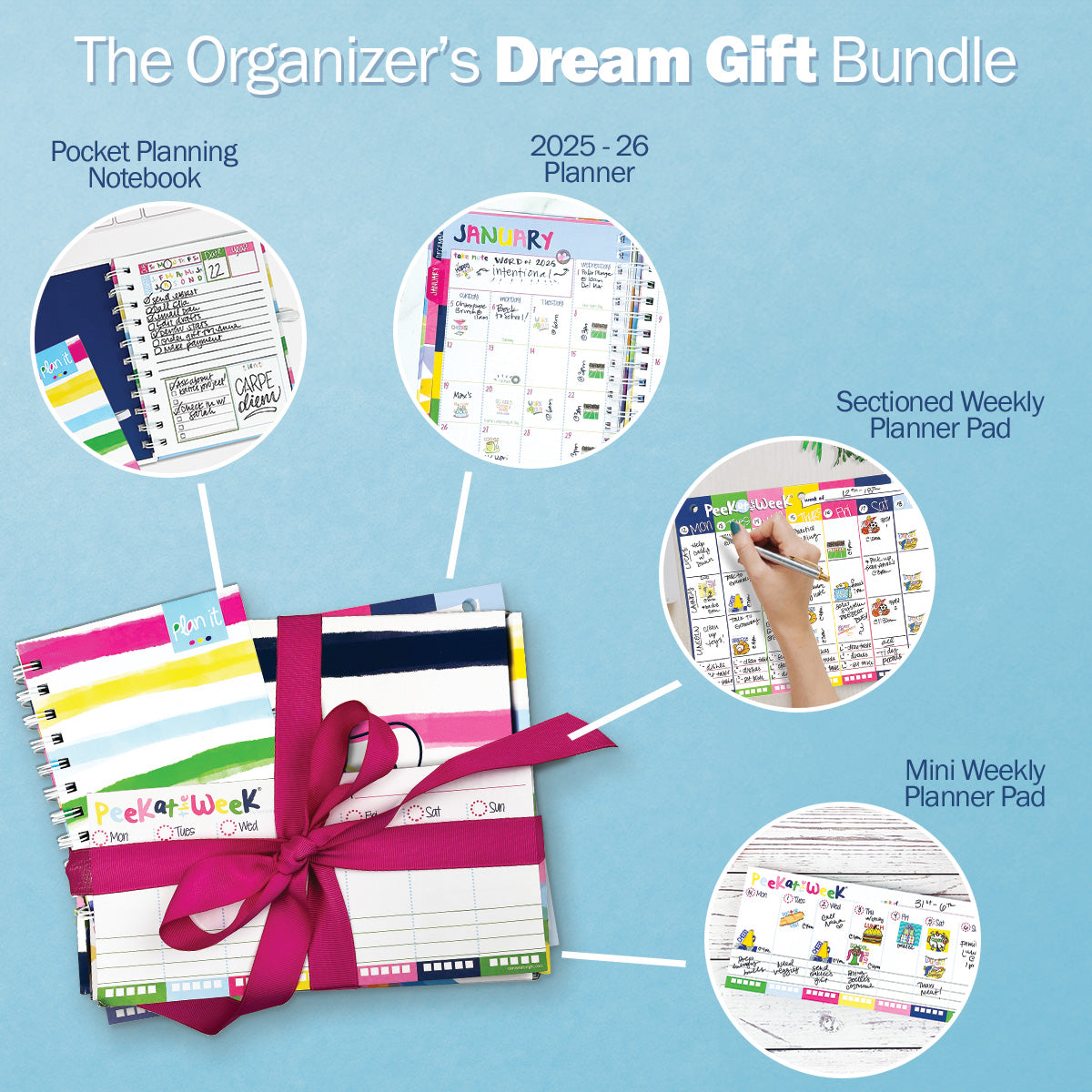 NEW! Dream Gift Planner Bundle | 2025-26 Reminder Binder® Planner | [2] Planner Pads & Pocket Notebook