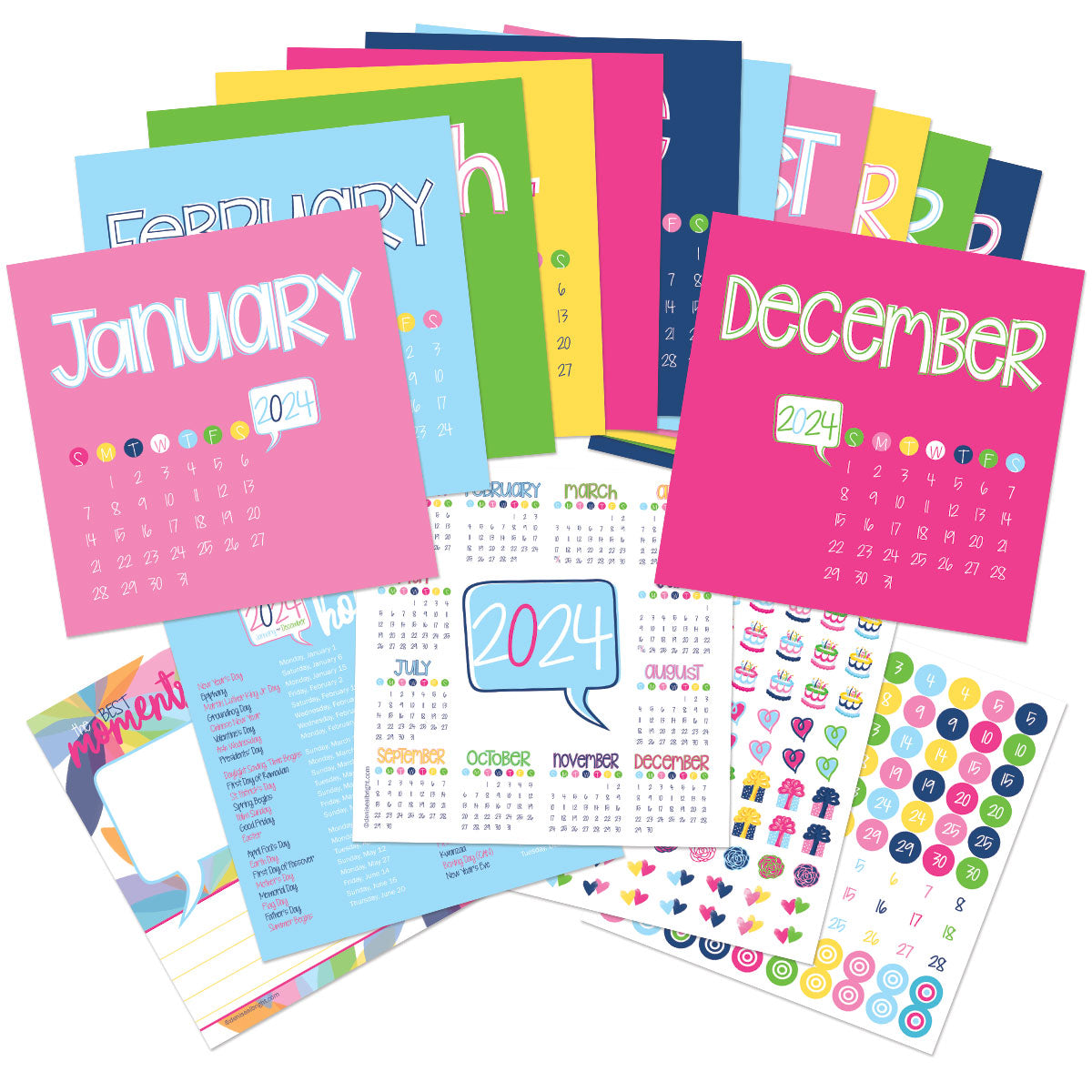 NEW! 2024 Mini Monthly Desktop Calendars | Stickers Included