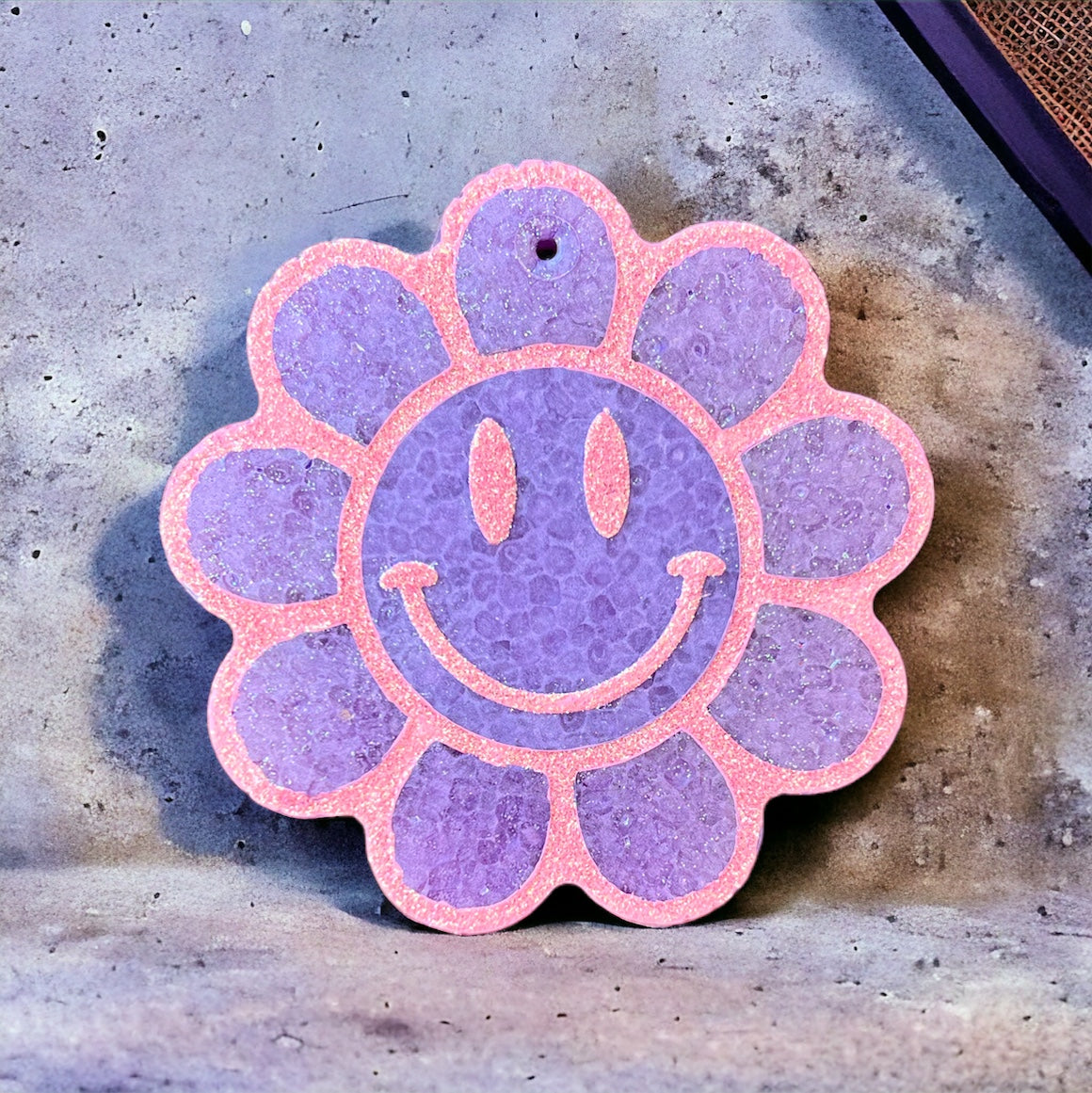 Purple Smiley Flower Freshie
