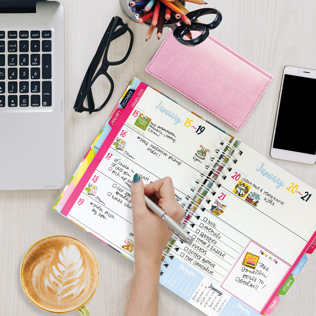 NEW! Perfect Planner Bundle | 2024-25 Reminder Binder® Planner | [2] Planner Pads, Pocket Notebook & Mini Desktop Calendar